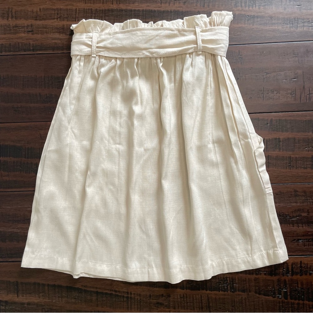 Paper Bag Waist Light Beige Mini Skirt NEW - Picture 4 of 10